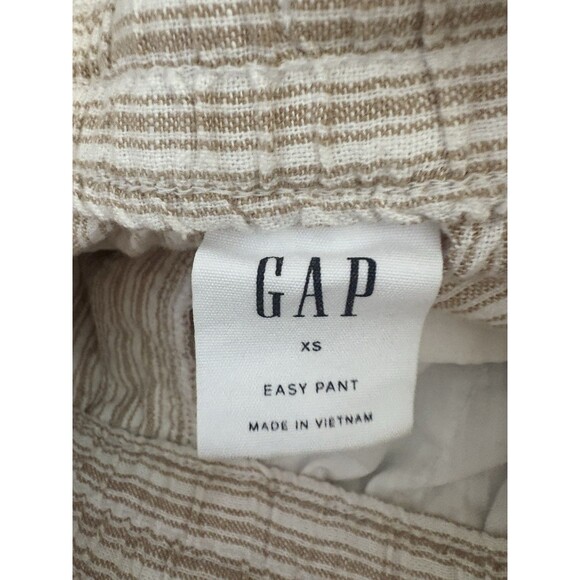 Gap Pants Beige Ivory XS Easy Pant Striped Elastic Waist Linen Blend Summer - Picture 6 of 8
